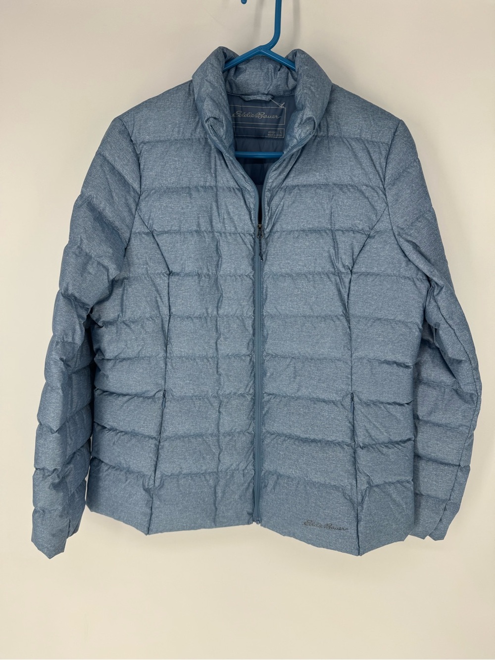 Eddie Bauer goosedown Heathered Light Blue Quilted Down-Style Jacket